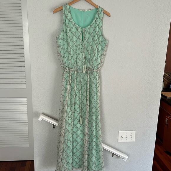 Vintage Denim & Supply RL Green Floral Maxi Dress Prairie Cottage Feminine - Picture 1 of 6